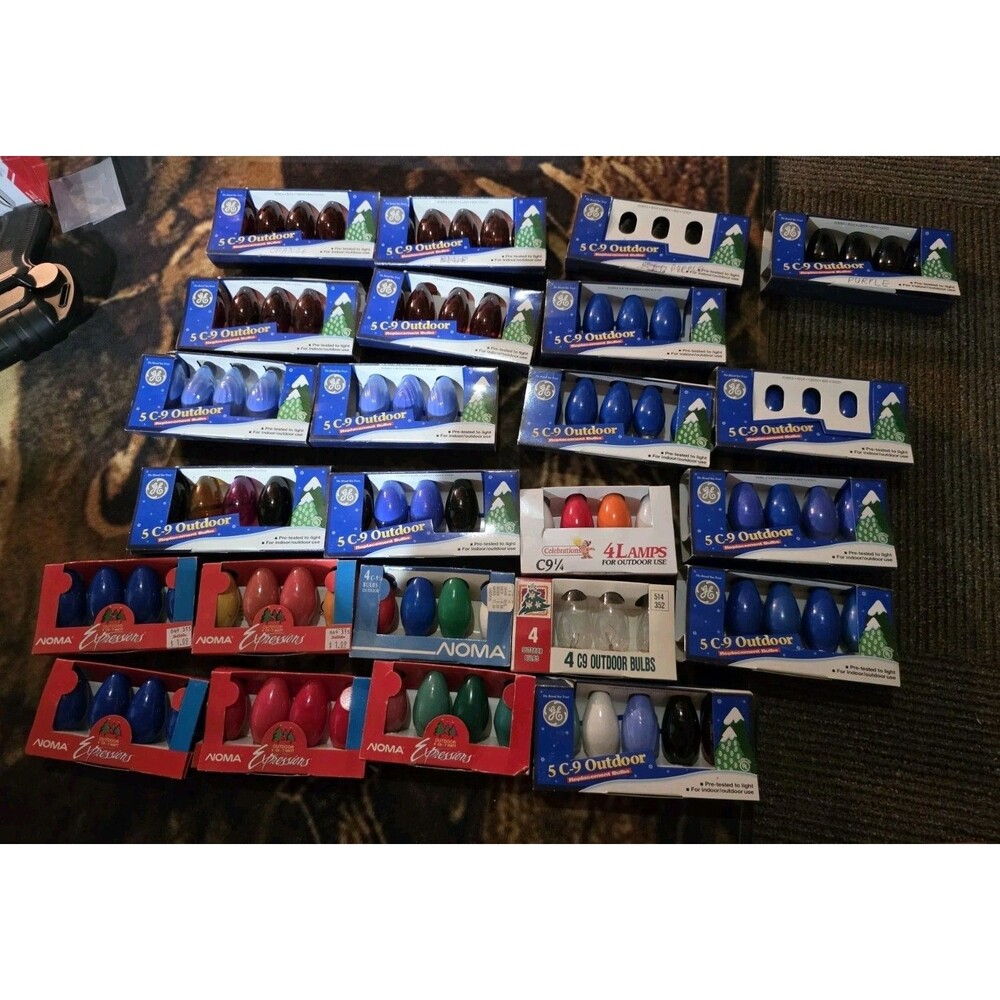 Vintage Glass C-9 Outdoor Replacement Bulbs For Christmas String Lights 24 Boxes